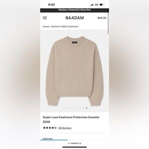 Naadam Super Luxe Fisherman cashmere sweater